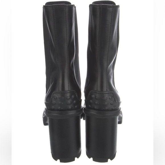 Tod’s Chelsea block heel boots booties leather black size 9.5 - Picture 8 of 9